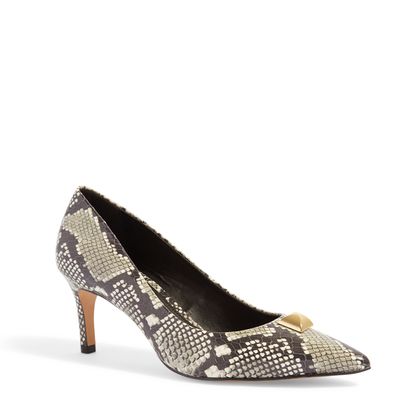 Scarpin Bico Fino Couro Animal Print Python