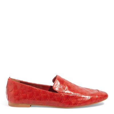 Mocassim Flat Escama Vermelho