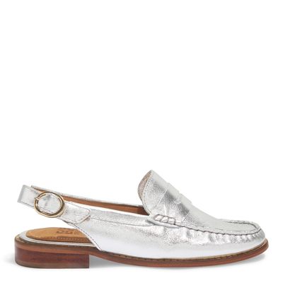 Mocassim Slingback Metalizado Prata