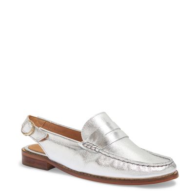 Mocassim Slingback Metalizado Prata