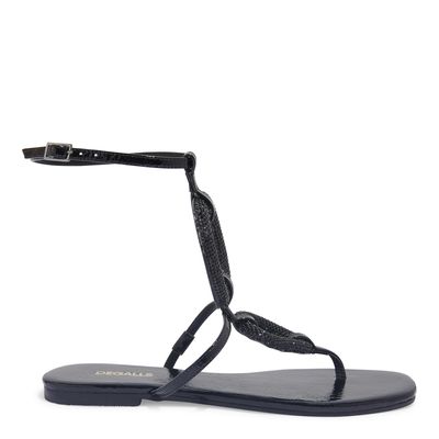 Rasteira Verniz Preto Jet Bico Quadrado