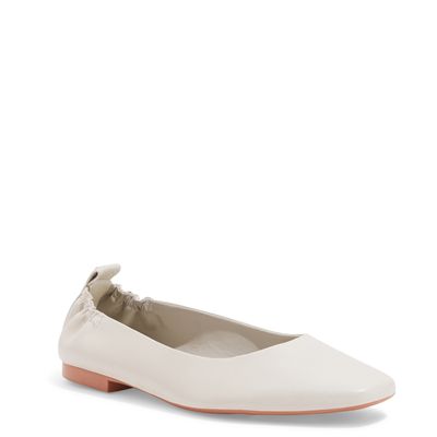 Sapatilha Bico Redondo Couro Off White
