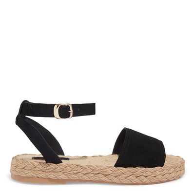 Sandália Espadrille Flatform Camurça Preta