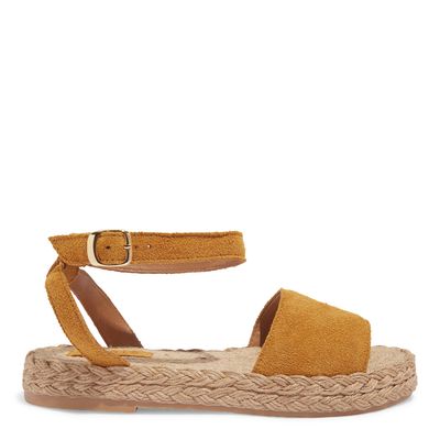 Sandália Espadrille Flatform Camurça Amarelo Mostarda