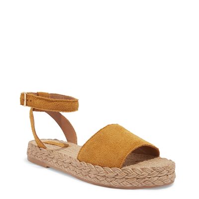 Sandália Espadrille Flatform Camurça Amarelo Mostarda