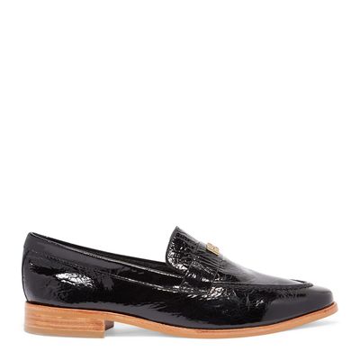Mocassim Tira Lisa Couro Verniz Preto