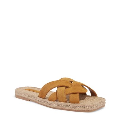 Flatform Trançada Camurça Amarelo Mostarda