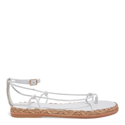 Sandália Flatform Tiras Finas Couro Branco