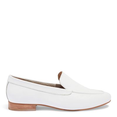 Mocassim Couro Branco Bico Redondo