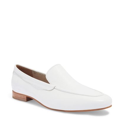 Mocassim Couro Branco Bico Redondo