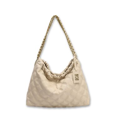 Bolsa Hobo Média Creme Matelassê