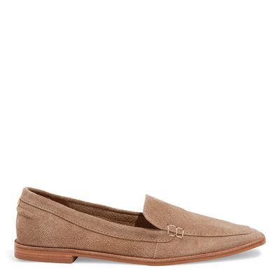 Mocassim Camurção Bege Bico Quadrado