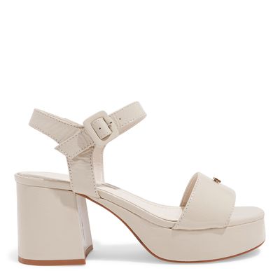 Sandália Meia Pata Couro Verniz Off White