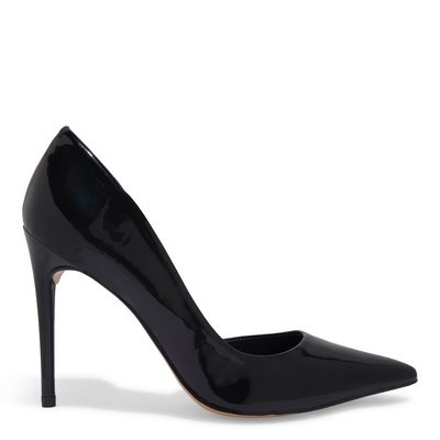 Scarpin Bico Fino Verniz Preto Salto Alto