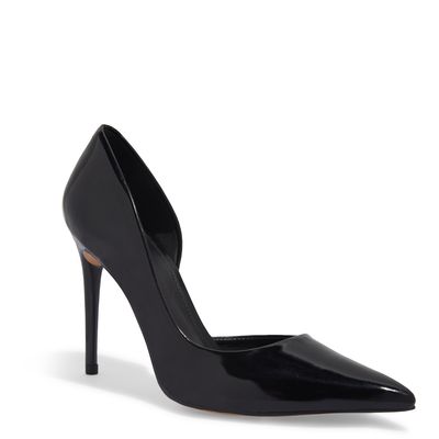 Scarpin Bico Fino Verniz Preto Salto Alto