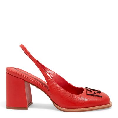 Scarpin Atanado Vermelho Salto Bloco