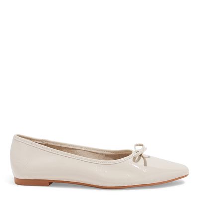 Sapatilha Couro Crinkle Off White Laço