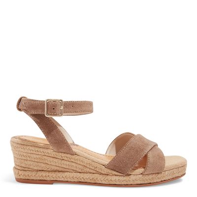 Sandália Espadrille Camurção Bege Salto Anabela
