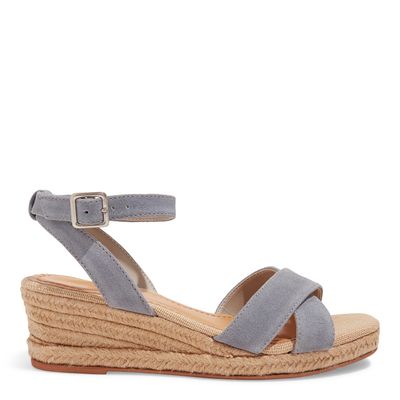 Sandália Espadrille Camurção Azul Jeans Salto Anabela