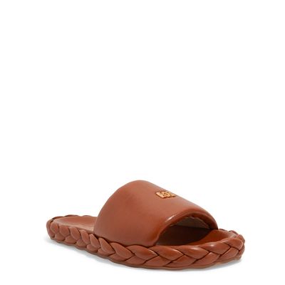 Chinelo Papete Puff Couro Marrom