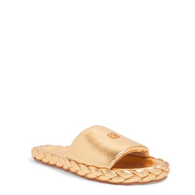Chinelo Papete Puff Dourado Metalizado