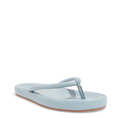 Flatform tiras couro azul