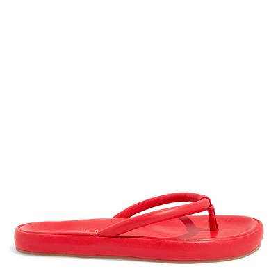 Flatform Tiras Couro Vermelho