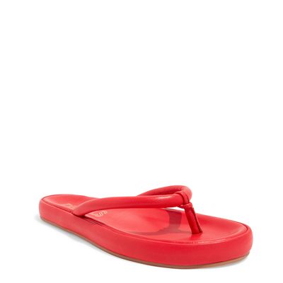 Flatform Tiras Couro Vermelho