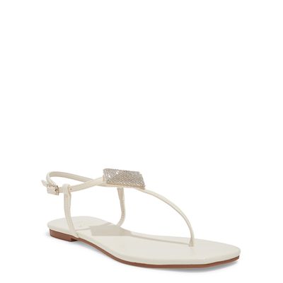 Rasteira Verniz Off White Bico Quadrado