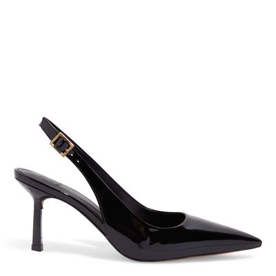 Scarpin Slingback Verniz Preto Bico Fino
