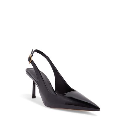 Scarpin Slingback Verniz Preto Bico Fino