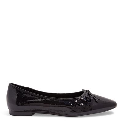 Sapatilha Couro Crinkle Preto Laço