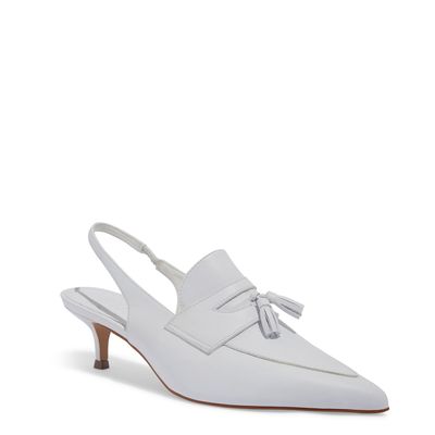 Scarpin Slingback Couro Branco Barbicacho