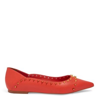 Sapatilha Bico Fino Couro Vermelho Spike