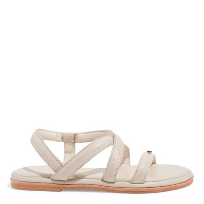 Sandália Flatform Tiras Couro Off White
