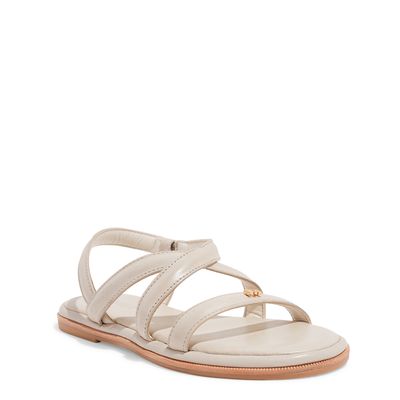 Sandália Flatform Tiras Couro Off White