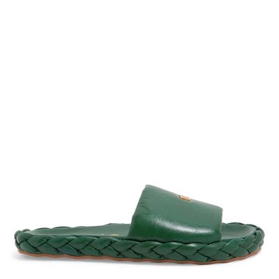 Chinelo Papete Puff Couro Verde