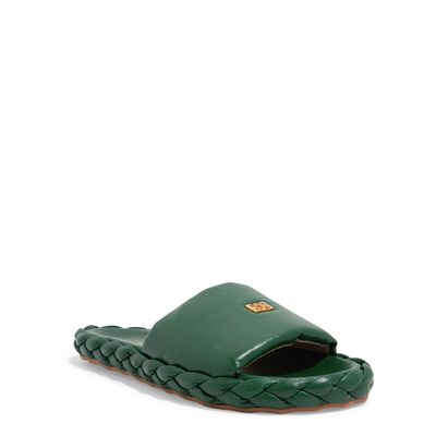 Chinelo Papete Puff Couro Verde