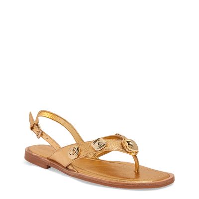 Rasteira Metalizada Douradas Tachas