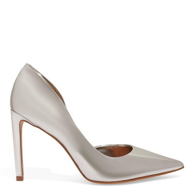 Scarpin Specchio Bico Fino Salto Alto Prata