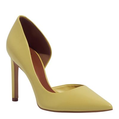Scarpin Bico Fino Couro Amarelo