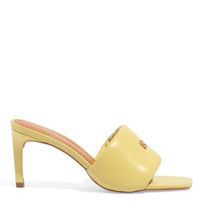 Sandália Mule Puff Couro Amarelo