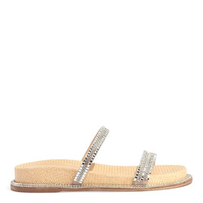 Papete Flatform Ráfia Bege Brilho Cristal