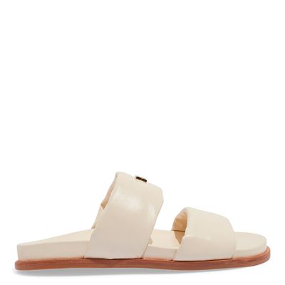 Papete Tiras Puff Couro Off White