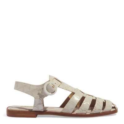 Sandália Flat Fisherman Escama Off White