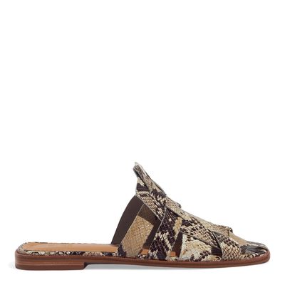 Rasteira Fisherman Mule Couro  Animal Print Cobra