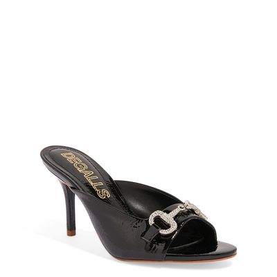 Sandália Mule Verniz Preto Bridão Cristal