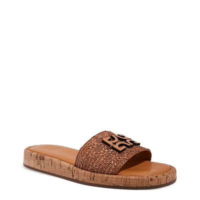 Flatform Ráfia Com Monograma Marrom