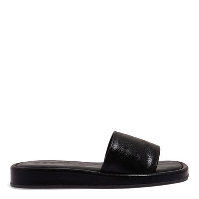 Flatform Couro Metalizado Preto