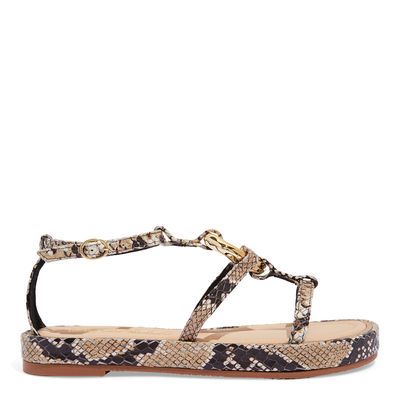 Flatform Tiras Animal Print Cobra Metal
